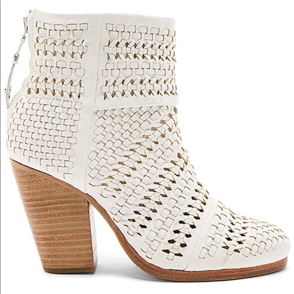 rag & bone Shoes - Rag & Bone Newbury Woven Booties Cream White 37